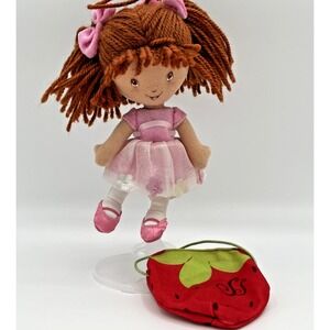 Vintage Strawberry Shortcake Plush Doll Toy Stuffed Animal Bandai 2004  7" + bag